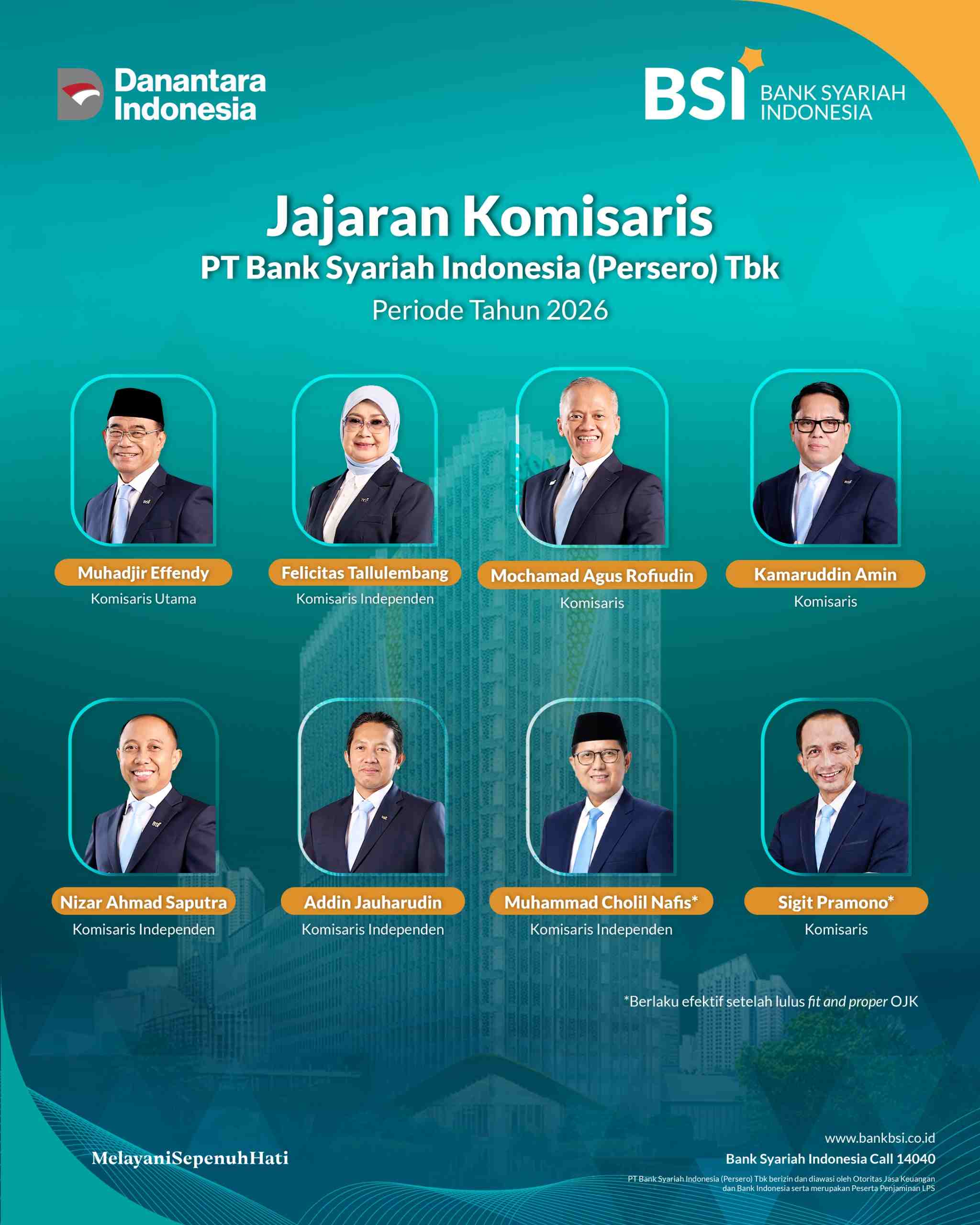 KH Muhammad Cholil Nafis dan Sigit Pramono Diangkat Jadi Komisaris BSI